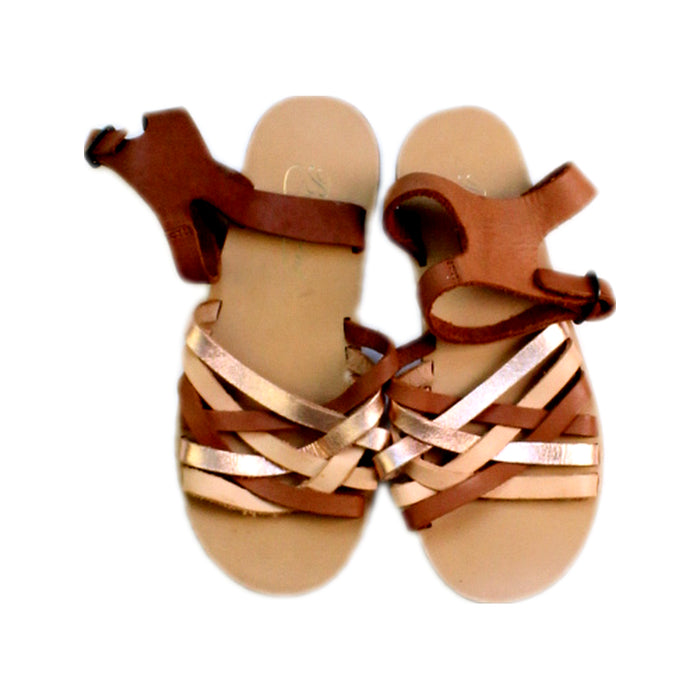 A Brown Sandals from Bonpoint in size 6T for girl. (Back View)