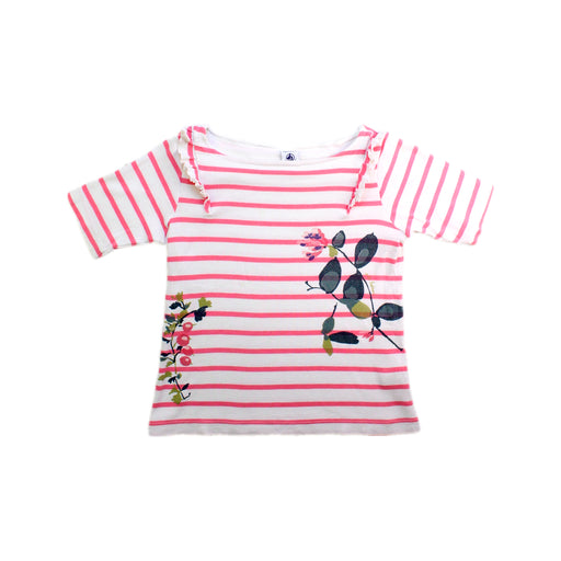 A White Short Sleeve Tops from Petit Bateau in size 4T for girl. (Front View)