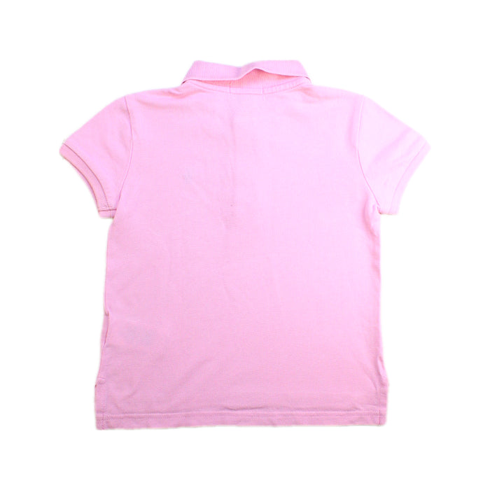 A Pink Short Sleeve Polos from Polo Ralph Lauren in size 5T for girl. (Back View)