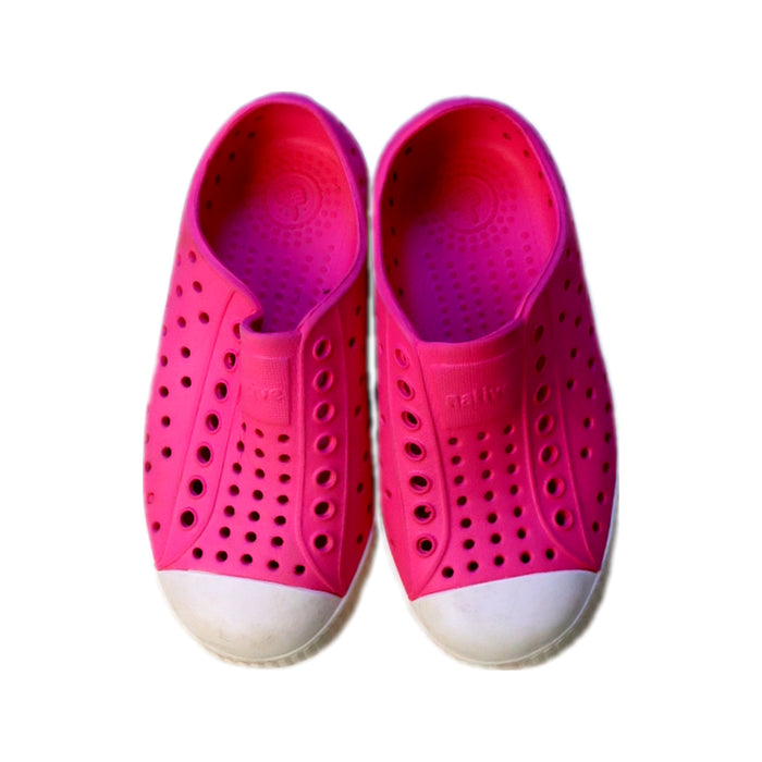 A Pink Aqua Shoes from Native Shoes in size 3T for girl. (Back View)