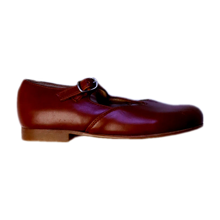 A Brown Dress Shoes from Beberlis in size 4T for girl. (Front View)