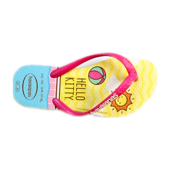 A Pink Flip Flops from Havaianas in size 4T for girl. (Front View)