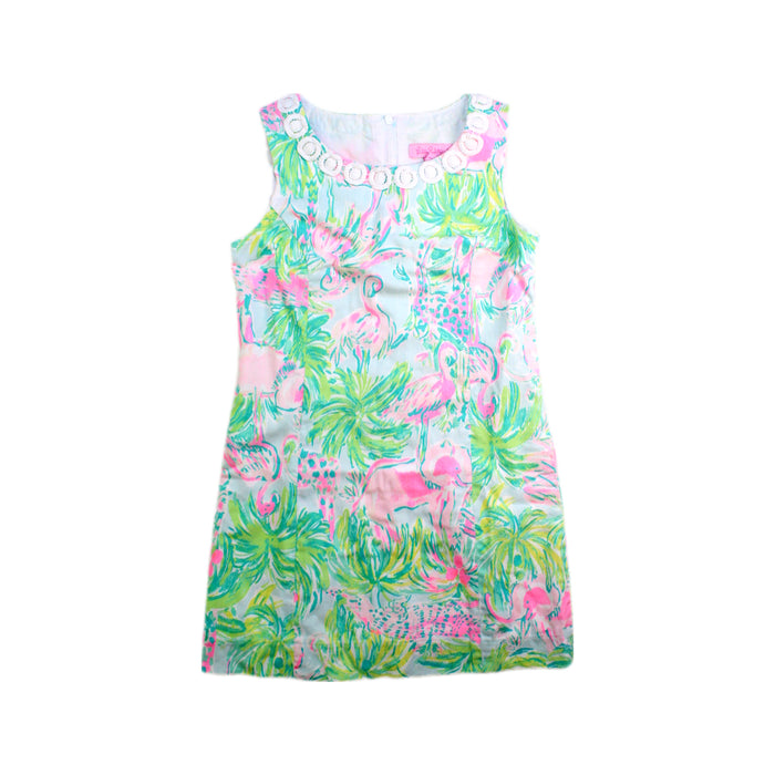 A Pink Sleeveless Dresses from Lilly Pulitzer in size 6T for girl. (Front View)