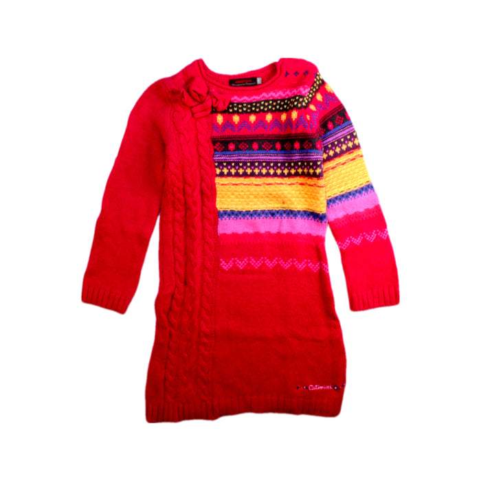 A Multicolour Sweater Dresses from Catimini in size 4T for girl. (Front View)