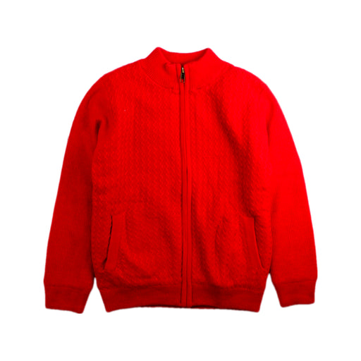 A Red Zippered Sweatshirts from La Compagnie des Petits in size 6T for girl. (Front View)