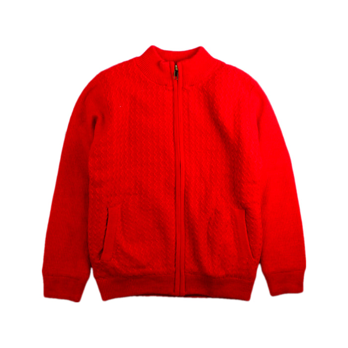 A Red Zippered Sweatshirts from La Compagnie des Petits in size 6T for girl. (Front View)