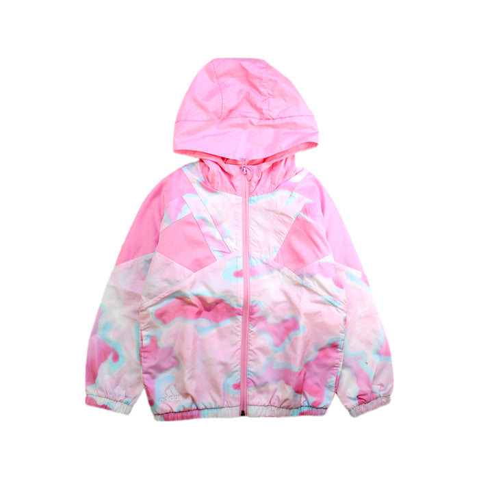 A Pink Rain Jackets from Adidas in size 5T for girl. (Front View)