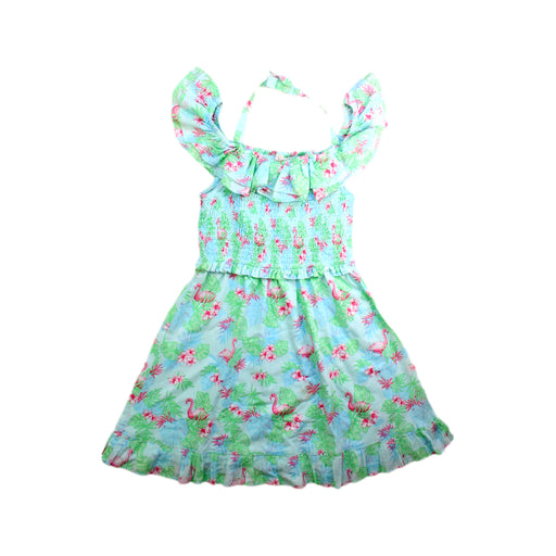 A Green Sleeveless Dresses from Janie & Jack in size 7Y for girl. (Front View)