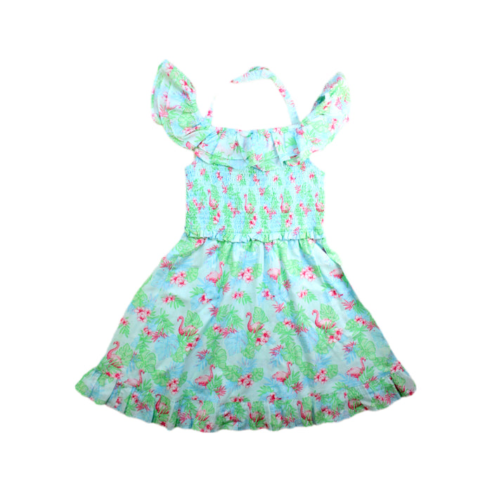 A Green Sleeveless Dresses from Janie & Jack in size 7Y for girl. (Back View)