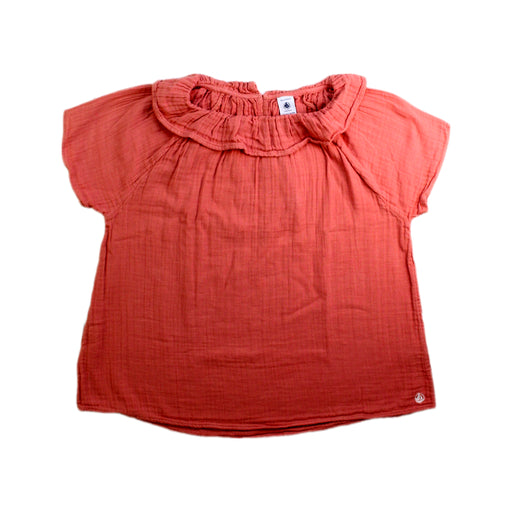 A Peach Short Sleeve Tops from Petit Bateau in size 10Y for girl. (Front View)
