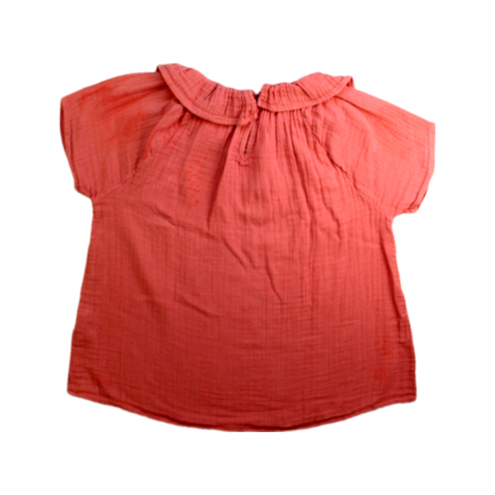A Peach Short Sleeve Tops from Petit Bateau in size 10Y for girl. (Back View)