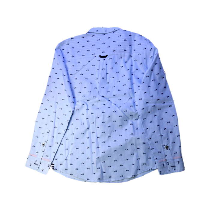 A Blue Long Sleeve Shirts from Boboli in size 12Y for boy. (Back View)