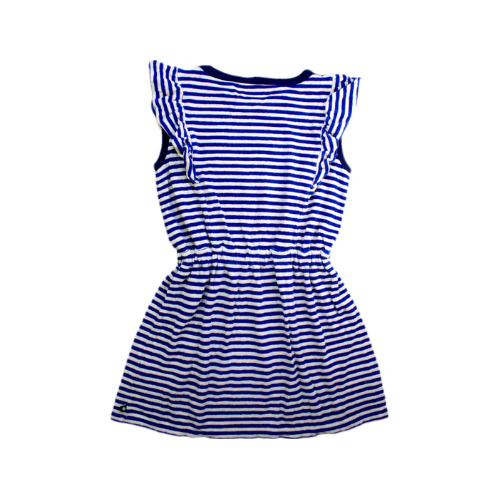 A Blue Sleeveless Dresses from Petit Bateau in size 10Y for girl. (Back View)