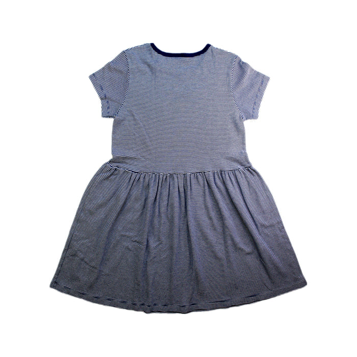 A Navy Short Sleeve Dresses from Petit Bateau in size 10Y for girl. (Back View)