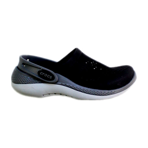 A Black Slip Ons from Crocs in size 5T for neutral. (Front View)