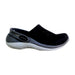 A Black Slip Ons from Crocs in size 5T for neutral. (Front View)