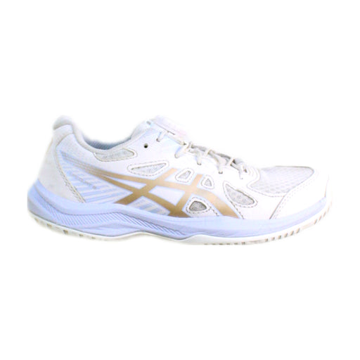 A White Sneakers from ASICS in size 10Y for girl. (Front View)