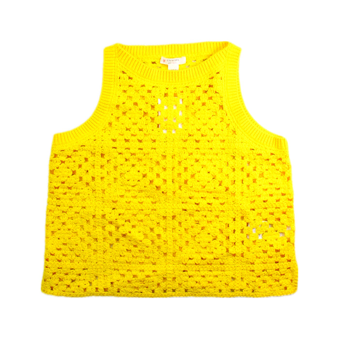 A Yellow Sleeveless Tops from Crewcuts in size 6T for girl. (Front View)