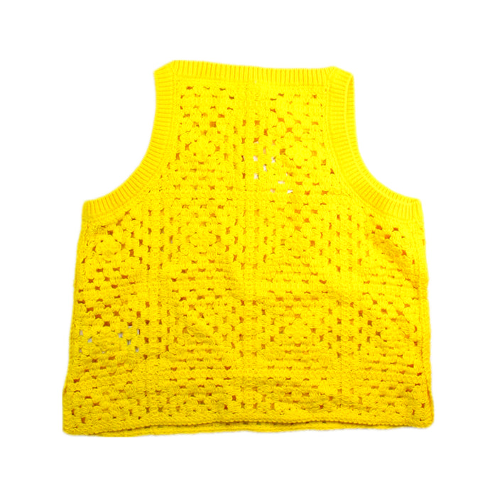 A Yellow Sleeveless Tops from Crewcuts in size 6T for girl. (Back View)