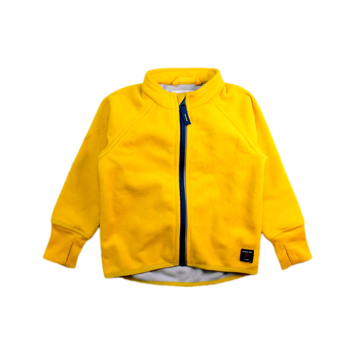A Yellow Lightweight Jackets from Polarn O. Pyret in size 12-18M for neutral. (Front View)