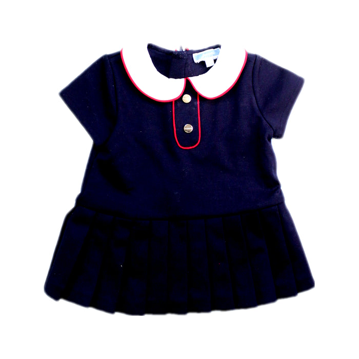 A Navy Short Sleeve Dresses from Jacadi in size 3-6M for girl. (Front View)