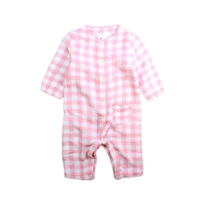 A Pink Long Sleeve Rompers from The Little White Company in size 3-6M for girl. (Front View)