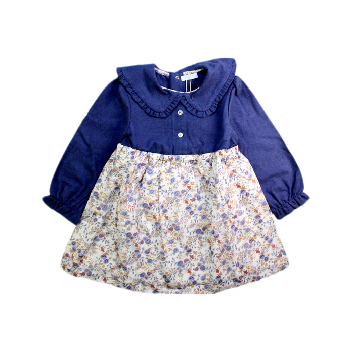 A Blue Long Sleeve Dresses from Laranjinha in size 18-24M for girl. (Front View)