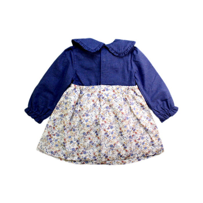 A Blue Long Sleeve Dresses from Laranjinha in size 18-24M for girl. (Back View)