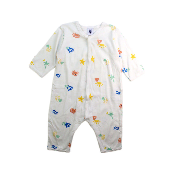 A White Long Sleeve Rompers from Petit Bateau in size 3-6M for neutral. (Front View)