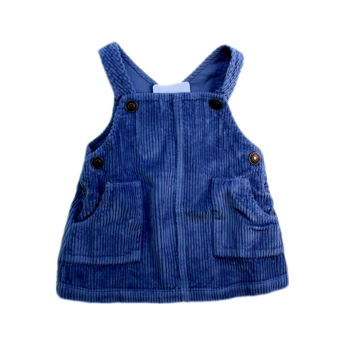 A Blue Overall Dresses from Laranjinha in size 3-6M for girl. (Front View)