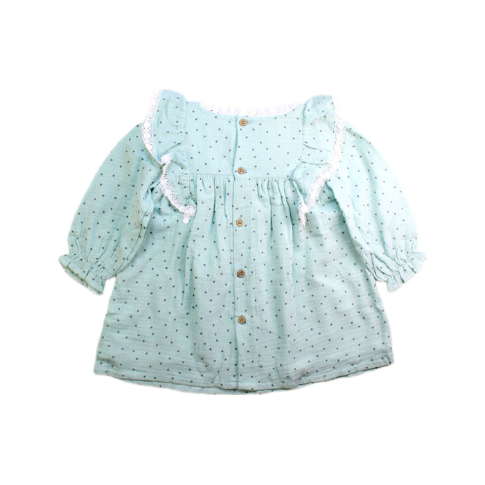 A Blue Long Sleeve Dresses from Babidu in size 2T for girl. (Back View)
