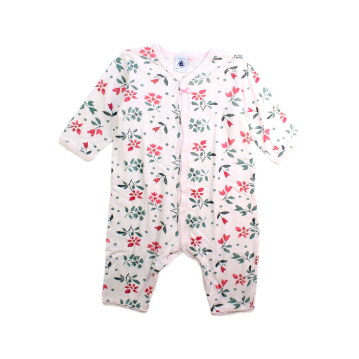 A Pink Long Sleeve Rompers from Petit Bateau in size 3-6M for girl. (Front View)