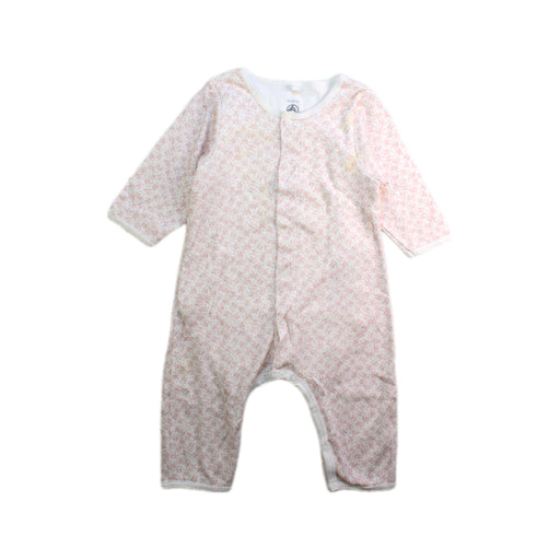 A Pink Long Sleeve Rompers from Petit Bateau in size 3-6M for girl. (Front View)
