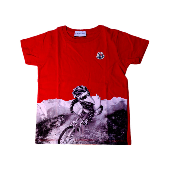 A Red Short Sleeve T Shirts from Moncler in size 2T for neutral. (Front View)
