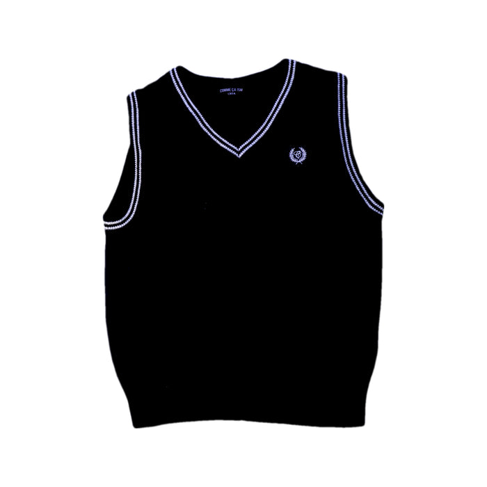 A Black Sweater Vests from Comme Ca Ism in size 7Y for boy. (Front View)