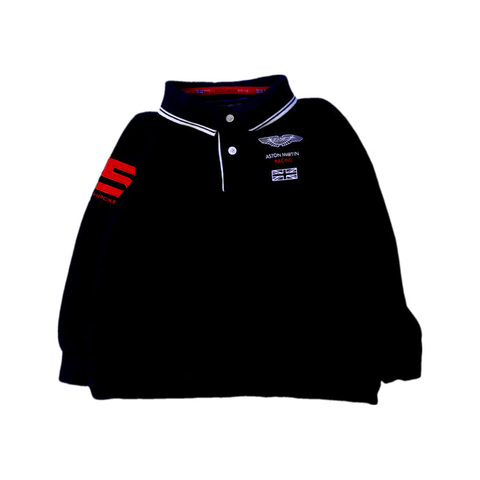 A Black Long Sleeve Polos from Hackett x Aston Martin Racing in size 3T for boy. (Front View)
