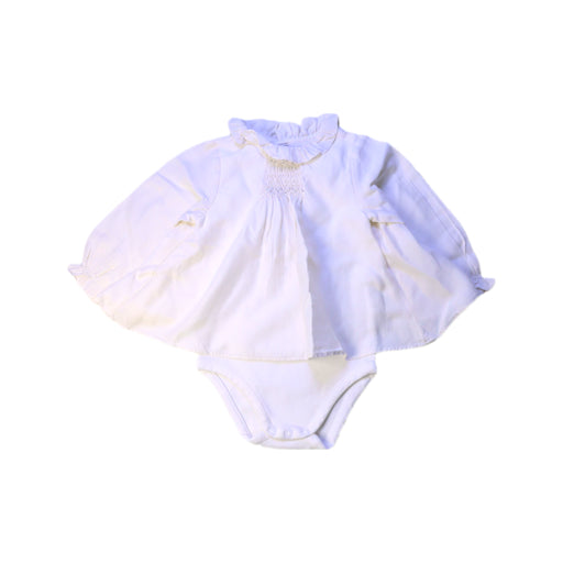 A White Long Sleeve Bodysuits from Jacadi in size 6-12M for girl. (Front View)