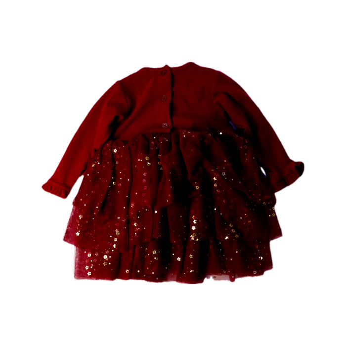 A Red Long Sleeve Dresses from Deux par Deux in size 12-18M for girl. (Back View)