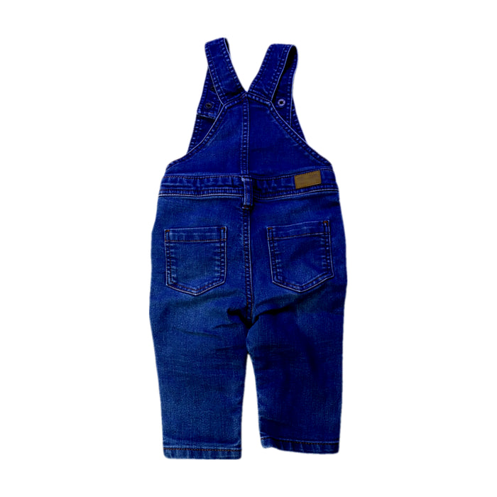 A Navy Long Overalls from DPAM in size 6-12M for neutral. (Back View)
