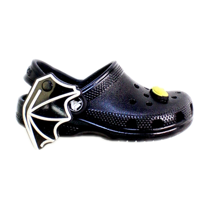 A Black Slip Ons from Crocs in size 3T for boy. (Front View)
