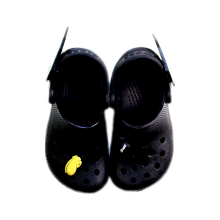 A Black Slip Ons from Crocs in size 3T for boy. (Back View)