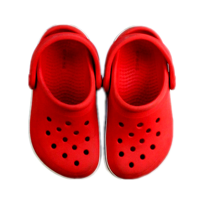 A Red Slip Ons from Crocs in size 3T for neutral. (Back View)