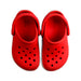 A Red Slip Ons from Crocs in size 3T for neutral. (Back View)