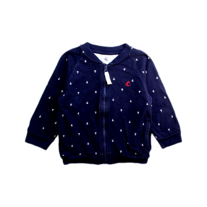 A Navy Lightweight Jackets from Petit Bateau in size 12-18M for boy. (Front View)