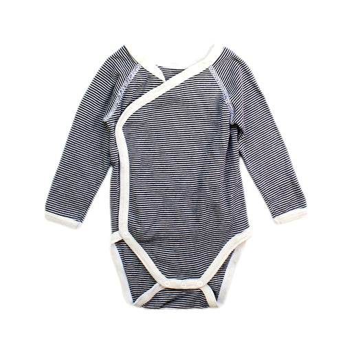 A Navy Long Sleeve Bodysuits from Petit Bateau in size 6-12M for boy. (Front View)
