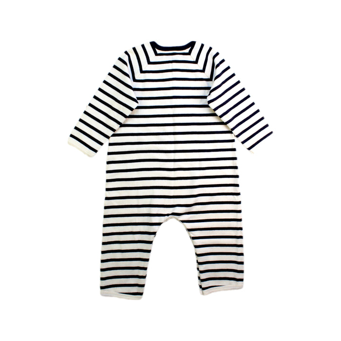 A Navy Long Sleeve Rompers from Petit Bateau in size 12-18M for boy. (Back View)
