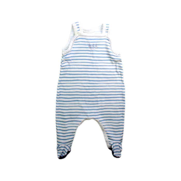 A Blue Long Overalls from Petit Bateau in size Newborn for boy. (Front View)