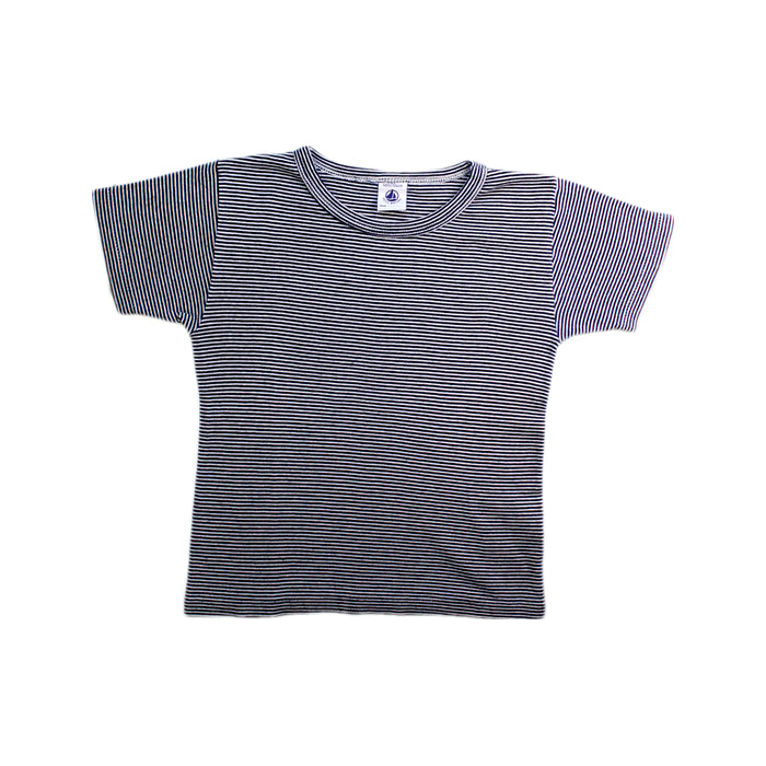 A Blue Short Sleeve T Shirts from Petit Bateau in size 4T for boy. (Front View)