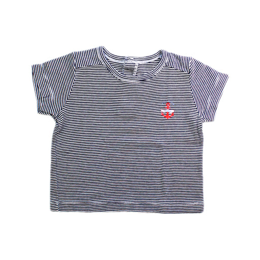 A Blue Short Sleeve T Shirts from Petit Bateau in size 6-12M for boy. (Front View)