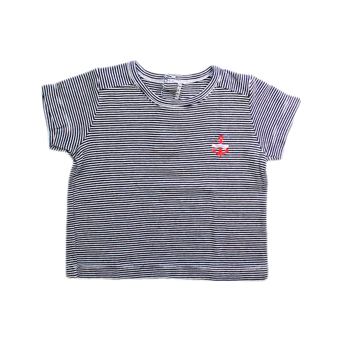 A Blue Short Sleeve T Shirts from Petit Bateau in size 6-12M for boy. (Front View)